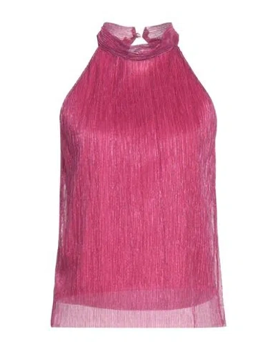 Vanessa Scott Woman Top Fuchsia Size M Polyester, Lurex In Pink