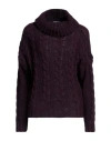 Vanessa Scott Woman Turtleneck Plum Size M Acrylic, Viscose, Wool, Alpaca Wool In Purple