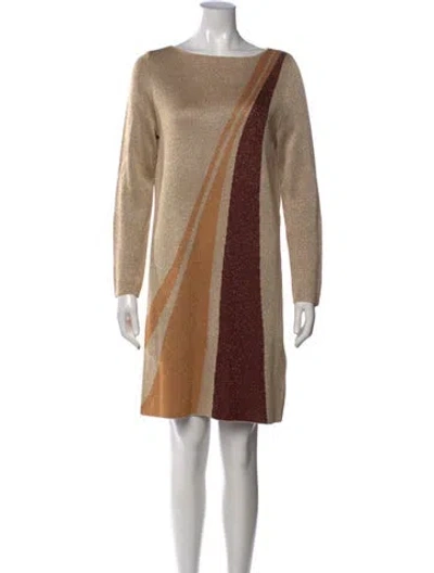 Pre-owned Vanessa Seward Bateau Neckline Mini Dress In Metallic/neutrals