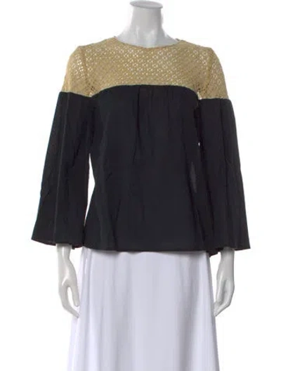 Pre-owned Vanessa Seward Crew Neck Long Sleeve Blouse In Black