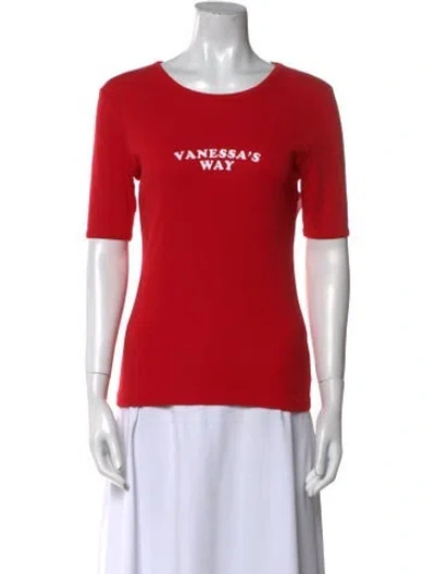 Pre-owned Vanessa Seward Graphic Print Scoop Neck T-shirt W/ Tags In Red