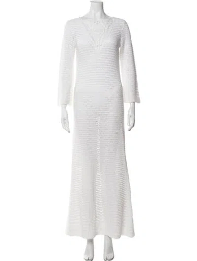Pre-owned Vanessa Seward Lace Pattern Long Dress In White
