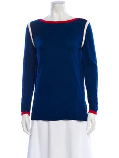 Pre-owned Vanessa Seward Merino Wool Bateau Neckline Sweater In Blue