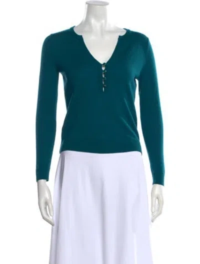 Pre-owned Vanessa Seward Merino Wool V-neck Sweater In Blue