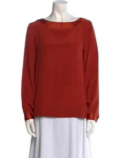 Pre-owned Vanessa Seward Silk Bateau Neckline Blouse In Red
