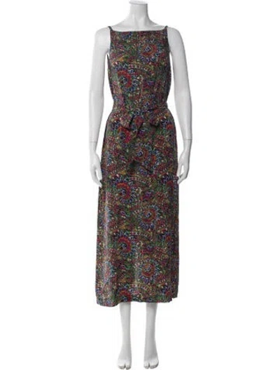 Pre-owned Vanessa Seward Silk Long Dress In Green