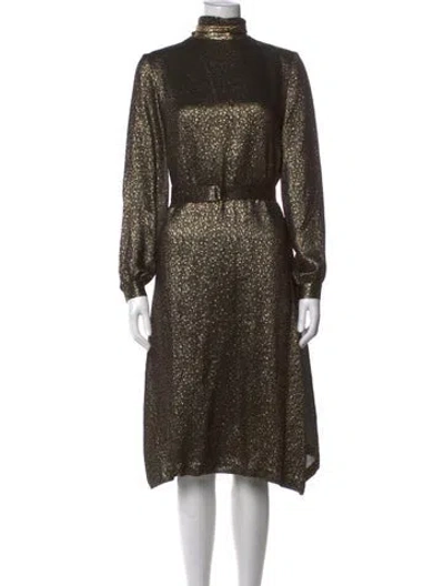 Pre-owned Vanessa Seward Silk Midi Length Dress In Gold