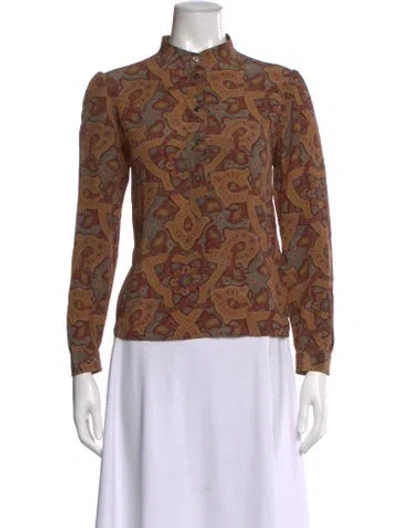 Pre-owned Vanessa Seward Silk Paisley Print Blouse In Brown