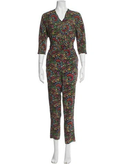 Pre-owned Vanessa Seward Silk Paisley Print Jumpsuit In Green