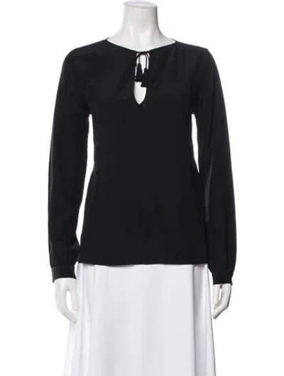 Pre-owned Vanessa Seward Silk Tie Neck Blouse In Black