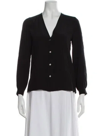 Pre-owned Vanessa Seward Silk V-neck Blouse In Black
