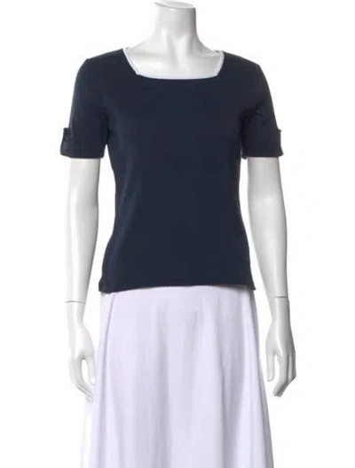 Pre-owned Vanessa Seward Square Neckline Short Sleeve T-shirt In Blue