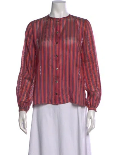 Pre-owned Vanessa Seward Striped Long Sleeve Blouse In Red