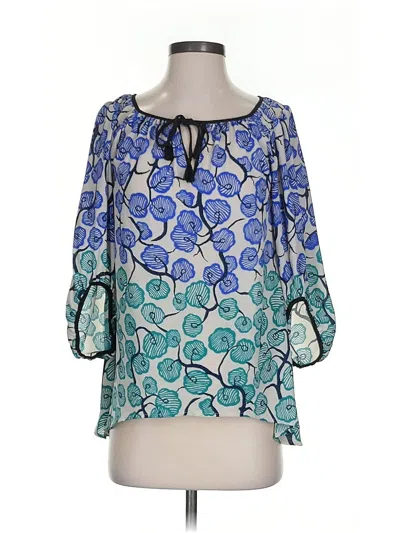 Pre-owned Vanessa Virginia 3/4 Sleeve Blouse In Blue