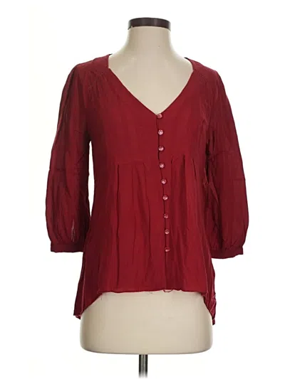 Pre-owned Vanessa Virginia 3/4 Sleeve Blouse In Burgundy