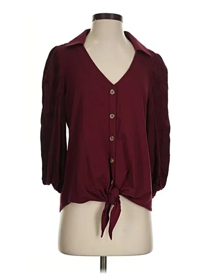 Pre-owned Vanessa Virginia 3/4 Sleeve Blouse In Burgundy