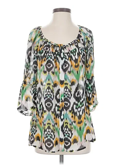 Pre-owned Vanessa Virginia 3/4 Sleeve Blouse In Green
