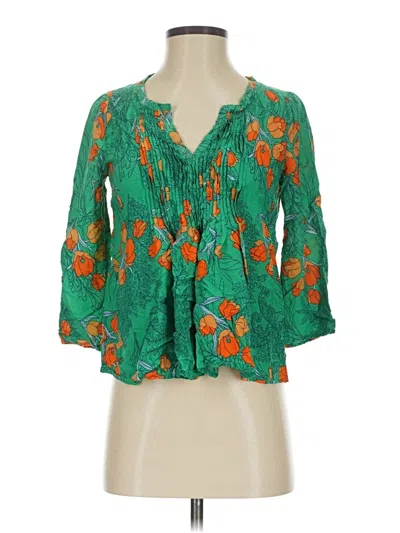 Pre-owned Vanessa Virginia 3/4 Sleeve Blouse In Green