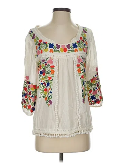 Pre-owned Vanessa Virginia 3/4 Sleeve Blouse In Ivory