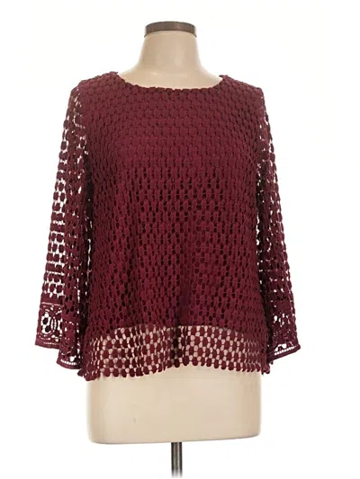 Pre-owned Vanessa Virginia 3/4 Sleeve Top Burgundy Square Neckline Tops