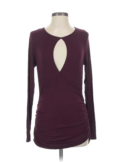 Pre-owned Vanessa Virginia Long Sleeve Top Burgundy Keyhole Neckline Tops