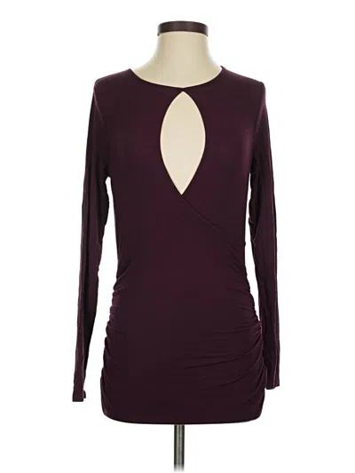 Pre-owned Vanessa Virginia Long Sleeve Top Burgundy Keyhole Neckline Tops