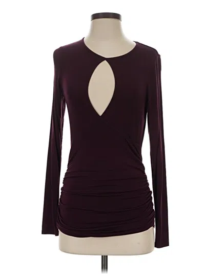 Pre-owned Vanessa Virginia Long Sleeve Top Burgundy Keyhole Neckline Tops