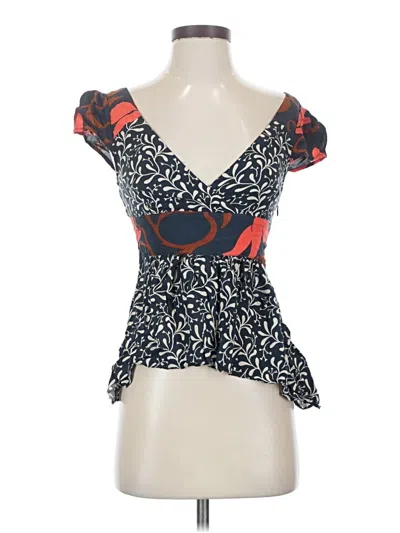 Pre-owned Vanessa Virginia Short Sleeve Blouse In Blue