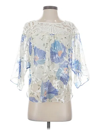 Pre-owned Vanessa Virginia Short Sleeve Blouse In Blue