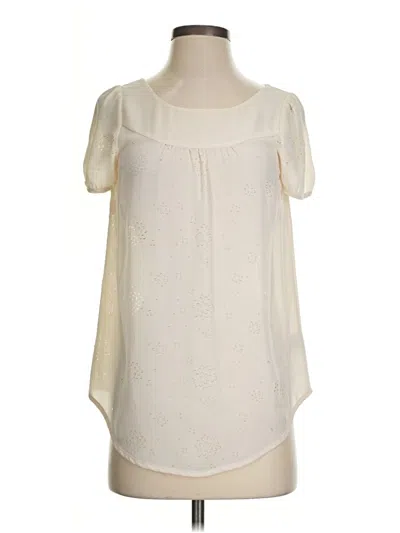 Pre-owned Vanessa Virginia Short Sleeve Blouse In Ivory