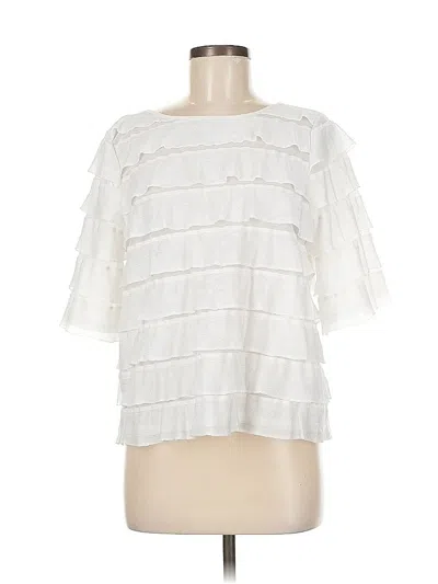 Pre-owned Vanessa Virginia Short Sleeve Blouse In White