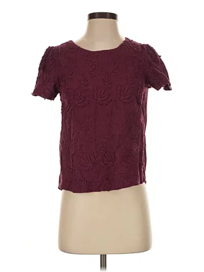 Pre-owned Vanessa Virginia Short Sleeve Top Burgundy Keyhole Neckline Tops