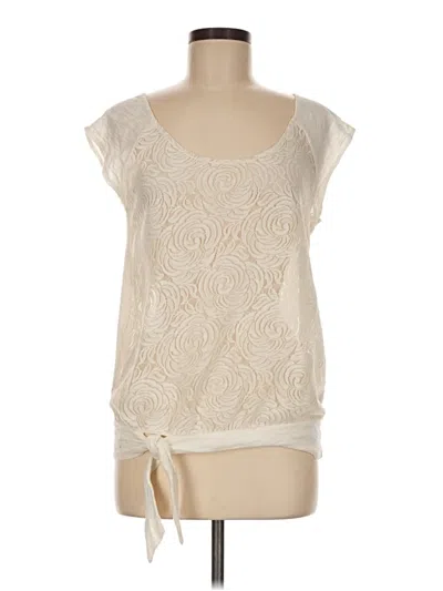 Pre-owned Vanessa Virginia Short Sleeve Top Ivory Scoop Neck Tops