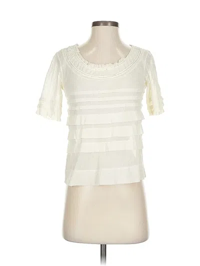 Pre-owned Vanessa Virginia Short Sleeve Top Ivory Sweetheart Neckline Tops In White