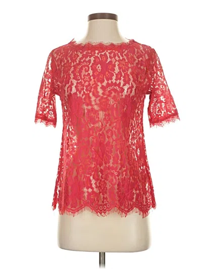 Pre-owned Vanessa Virginia Short Sleeve Top Red Mock Neckline Tops