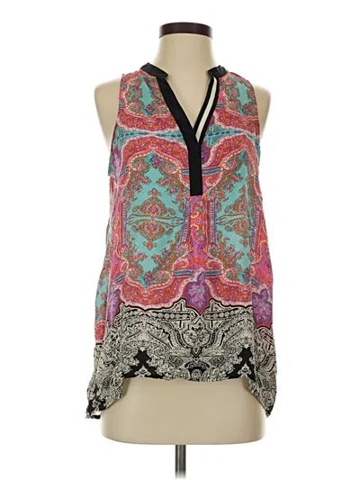 Pre-owned Vanessa Virginia Sleeveless Silk Top Teal Halter Neckline Tops