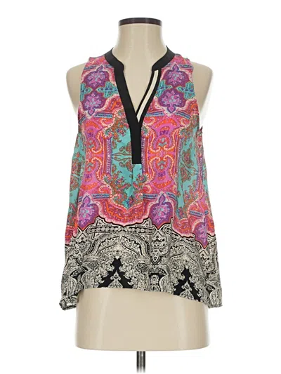 Pre-owned Vanessa Virginia Sleeveless Silk Top Teal Halter Neckline Tops In Blue
