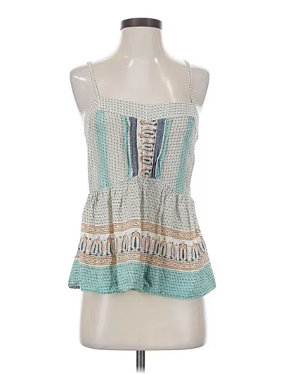 Pre-owned Vanessa Virginia Sleeveless Silk Top Teal Strapless Neckline Tops In Blue