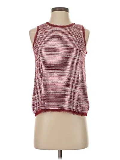 Pre-owned Vanessa Virginia Sleeveless Top Burgundy Stripes Pattern Crew Neck Tops