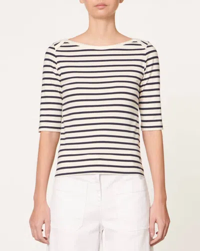 Vanessabruno Deauville Top In Ecru Marine In Multi
