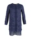 Vanessabruno Vanessa Bruno Quarter Sleeve Shift Dress In Navy Linen In Blue