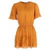 Vanessabruno Vanessa Bruno Romea Gathered Seersucker Mini Dress In Yellow Cotton In Yellow
