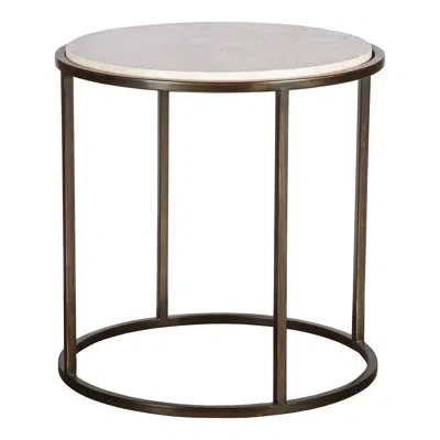 Vanguard Furniture Make It Yours Round End Table In White Agate,aged Bronze