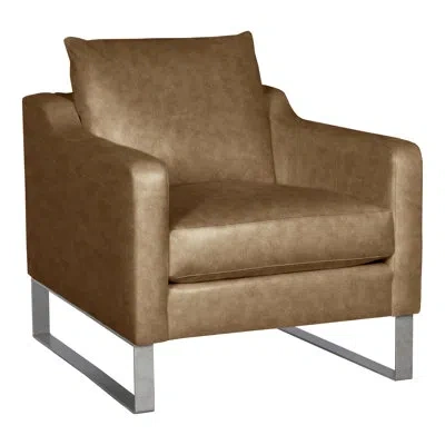 Vanguard Furniture Thea 31.5" W Genuine Leather Top Grain Leather Armchair In Distinct Shroom Genuine Leather