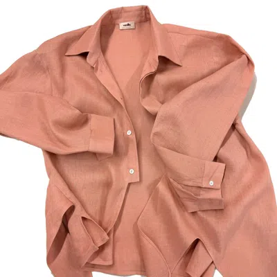 Vanilla&chocolate Women's Pink Linen Shirt Strawberry Macaron
