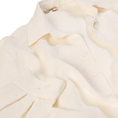 Vanilla&chocolate Women's White Linen Shirt Coconut Macaron