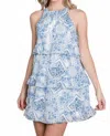Vanilla Bay Paisley Print Sleeveless Mini Dress With Back Tie Detail In Blue In Blue