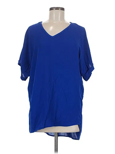 Pre-owned Vanilla Bay Short Sleeve Blouse In Blue