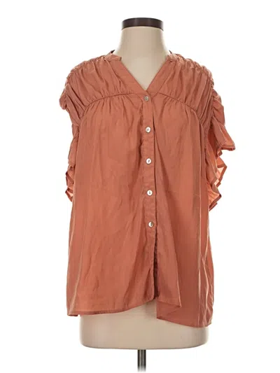Pre-owned Vanilla Bay Short Sleeve Blouse In Orange