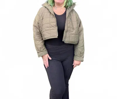 Vanilla Bay Women's Brianna Quilted Cropped Puffer Jacket In Beige In Green